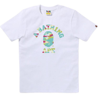 A BATHING APE SS26 Camo Ape Head Print Short Sleeve T-Shirt Women's Белый зеленый