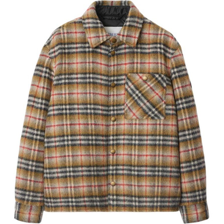 Burberry FW25 Check Wool Notch Lapel Long Sleeve Single-Breasted Puffer Jacket Men's