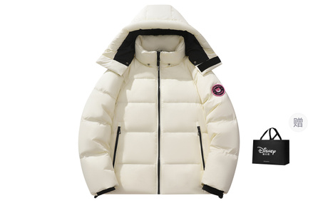 Disney Unisex 90% Down New National Standard High-Loft Thickened Cold-Proof Loose Versatile Hooded Windproof American Retro Youthful Street Lazy Style Long Sleeve Zipper Down Jacket