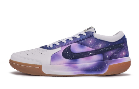 [Custom Sneakers] Nike Court Lite 3 Starry Sky Dreamy Sci-Fi Aurora Gradient Low-Top Tennis Shoes Men's White Purple
