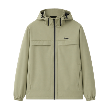 Jeep Sporty Hooded Minimalist Solid Color Regular Long Sleeve Jacket Men's