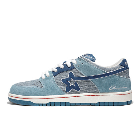 RIPSTAR SKBD Low Maxes-Vintage Jeans Anti-Slip Wear-Resistant Low-Top Skateboard Shoes Unisex Blue Gray