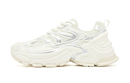 QIAODAN 'Xuanwu MIX' Retro Sport Comfort Daily Versatile Trendy Thick-Sole Height-Increasing Wear-Resistant Lightweight Slip-Resistant Low-Top Casual Shoes Men's Silver White