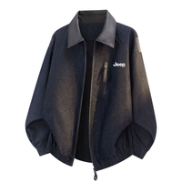 Jeep American High Street Retro Vertical Pocket Zip Design Techwear Loose Comfortable Solid Color Turn-Down Collar Jacket Флот