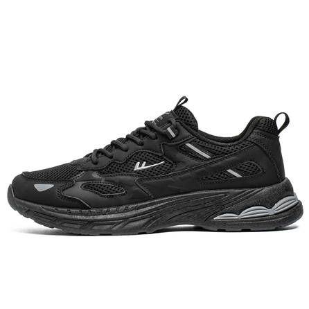 Warrior Trendy Casual Fashion Versatile Cushioned Wear-Resistant Anti-Slip Low-Top Dad Shoes Men's Black