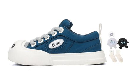 Ouder Smiler Skateboard Shoes Unisex Low-Top Blue/White