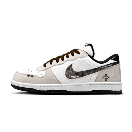 [Custom Sneakers] Nike Big Twilight Stone Narrative White Leather Maillard Niche Campus Style Retro Casual Trendy Sports Wear-Resistant Non-Slip Low-Top Skate Shoes Men's Light Brown