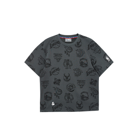 JACK & JONES x NBA Spring NBA Collaboration Full-Print Design Quiet Luxury Loose Fit Round Neck Casual Everyday High-Street Commute Versatile Round Neck Short Sleeve T-Shirt Unisex