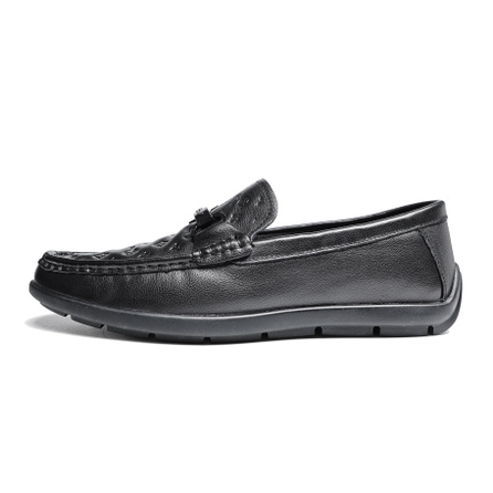 Josiny Top Grain Cow Leather Retro Print British Style Slip-On Soft Sole Leather Shoes Elite Business Workplace Interview Wedding Driving Casual Shoes Men's