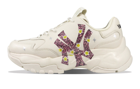 Custom Sneakers MLB Big Ball Chunky Star Wish Star Language Zao Ye Culture Anime Girl Hand-Painted Splatter Fashion Trendy Couple Versatile Heightening Low-Top Skate Shoes Unisex Beige