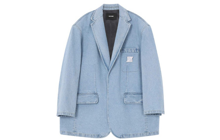 WE11DONE Notched-lapels Denim Cotton Blazer
