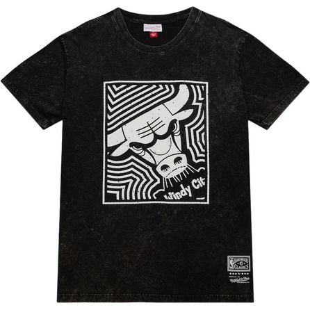 Mitchell & Ness x NBA Collaboration Chicago Bulls Destination Leisure Premium Graphic Cotton Round Neck Fashion Short-Sleeve T-Shirt Men's Black