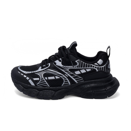 HUANQIU Fashion Versatile Casual Sport Simple Comfortable Trendy 'Dark Warrior' Retro Anti-Slip Wear-Resistant Breathable Low-Top Dad Shoes Men's Black