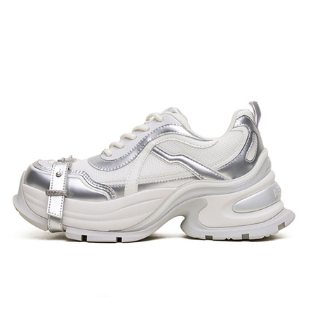 ABCICEY Anti Slip Wear Resistant Low Top Chunky Sneakers Unisex White Limestone