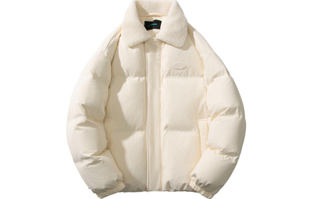 GOLFCROSS Corduroy Brand Letter Patch Casual Loose Lamb Wool Lapel Thick Down Jacket Coat Unisex
