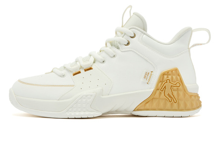 QIAODAN Kill Shot 1.0 Basketball Shoes Men Low-Top Ivory/gold