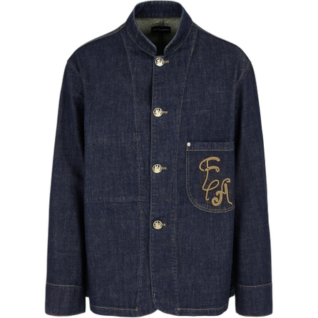 EMPORIO ARMANI EA Embroidered Denim Jacket Men's Blue