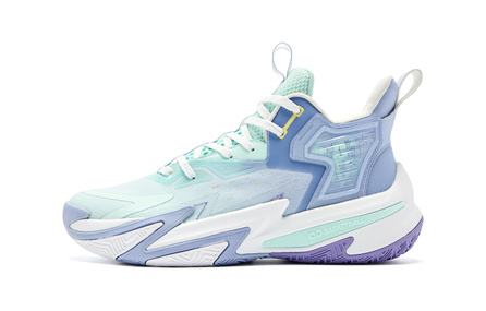 QIAODAN 'Po Ying 5' Gameplay Sports Comfortable Cushioning Wear-Resistant Low-Top Basketball Shoes Men's Cyan Purple