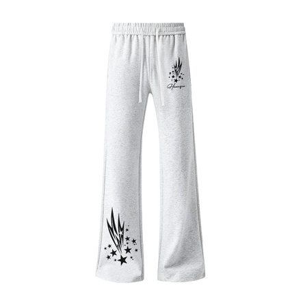 HUANQIU All-Season Wearable Scimitar Pants American High Street Star Wild Grass Letter Print Simple Drawstring Outdoor Running Fitness Basketball Joggers Versatile Knit Sport Fleece-Lined Thickened Warm Slimming Straight-Leg Casual Pants Unisex