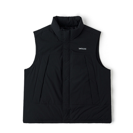 Lee FW24 Stand Collar Comfort Fit Duck Down High Neck Logo Woven Label Side Cargo Large Pocket Design Vest Men's Black