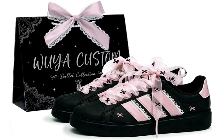 Custom Sneakersadidas Street Talk 'Crow Made Alice Mist Pink' Special Gift Bag Ballet Style Sweet Cool Dopamine Couple Bow Fashion Versatile Casual Skate Shoes Women's