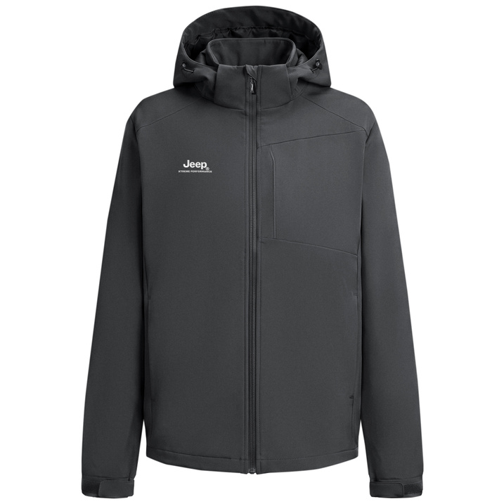 Jeep Mountain Outdoor Lightweight Sports Hiking Windproof Water-Repellent Composite Warm Fleece-Lined Pockets Coat Splicing 3D Cut Wear-Resistant Basic Commute Versatile Comfortable Breathable Slimming Detachable Hooded Jacket Unisex