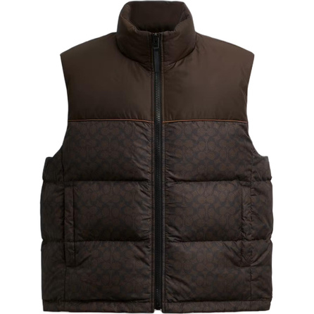 COACH Zip Print Pattern Vest Down Puffer Vest Men's