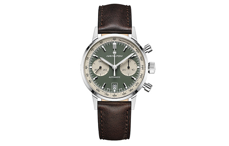 HAMILTON American Classic Series Automatic Mechanical Movement "Matcha Panda" Ultra-Thin Men's Watch Swiss Watch 40mm Green Dial Stainless Steel Case Leather Strap H38416560-H
