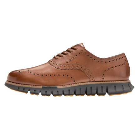 COLE HAAN Genuine Leather Retro Round-Toe Brogue Men's Casual Shoes Men's Brown