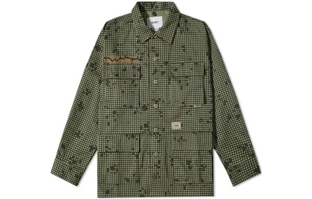 WTAPS FW22 Plaid Print Lapel Jacket Coat Men's Olive Green