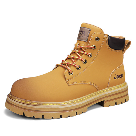 Jeep Winter Combat Boots Fleece-Lined Warm Constant Temperature Cold-Proof Work Boots Style Daily Formal Classic Fashion Outdoor Hiking Simple Trendy Versatile Thick Sole Comfortable Casual Mid-Cut Martin Boots Men's