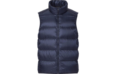 UNIQLO Solid Stand Collar Sleeveless Down Vest Unisex Navy