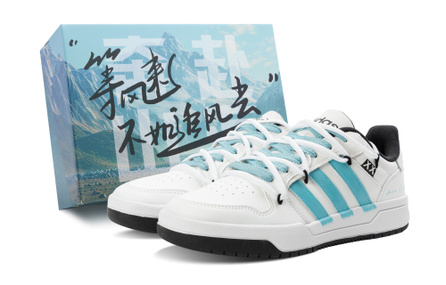 adidas neo Custom Sneakers - Entrap Clear Sky Brushstroke Gift Box Double Laces Deconstructed Style Vintage Versatile Graffiti Campus Style Wear-Resistant Low-Top Skate Shoes Unisex White/Blue