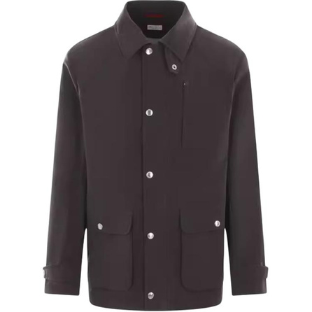 Brunello Cucinelli Solid Notch Lapel Long Sleeve Jacket Men's Brown