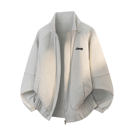 Jeep Light Mature Style Minimalist Basic Solid Color Stand Collar Rivet Structure Design Loose Comfortable Vintage Structured Daily Outing Refined Fashion Trendy Korean Versatile Coach Jacket Unisex