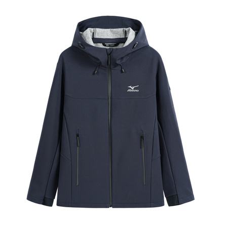 Mizuno Outdoor Hiking Trekking Waterproof Windproof Warm Wear-Resistant Hooded Fleece-Lined Jacket Soft Shell Unisex