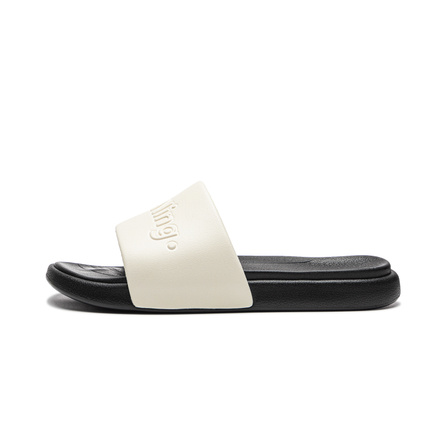 LiNing Sports Life Series Cookie Shoes Fashion Trendy Soft Comfort Slip-Resistant Silent Slide Sandals Unisex Cream White