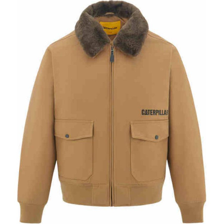 CAT FW24 Solid Color Short Collar Zipper Long Sleeve Dropped Shoulder Padded Jacket Men's Light Khaki