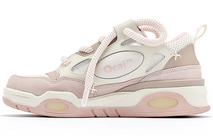 Ocai Retro Slip Resistant Abrasion Resistant Low top Skateboard Shoes Unisex Haze Pink