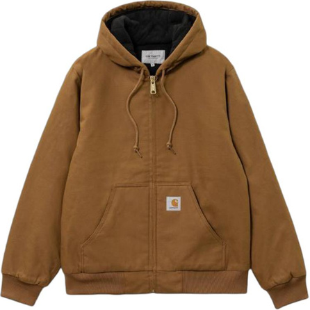 Carhartt WIP Logo Hooded Zip-Up Jacket Men's Brown