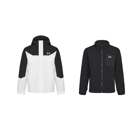Under Armour EF Brand Logo Hooded Skin-Friendly Comfort 3-in-1 Sport Jacket Unisex Black White