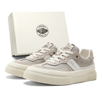 Palladium Cow Split Leather Fabric Classic Retro Outdoor Series Skateboard Commute Shoes Fashion T-Toe Shoes Stitched Side Strip Rubber Sole Anti-Collision Anti-Slip Wear-Resistant Skate Shoes Low-Top Casual Shoes Unisex Белый серый [рекомендуется брать меньший размер]