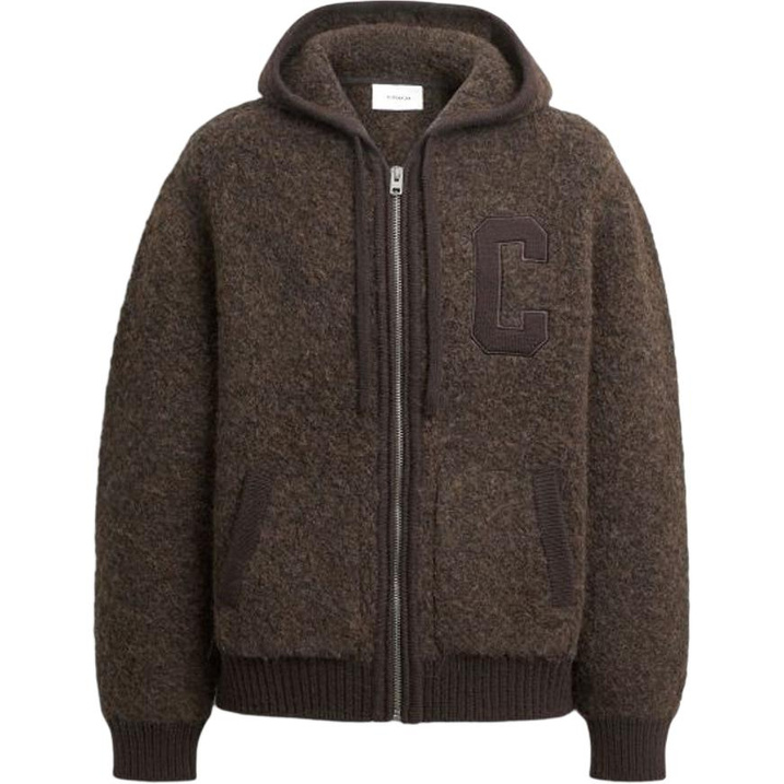 COACH SS26 Wool Hooded Zip Closure Patch Embroidery Fleece Jacket Men's