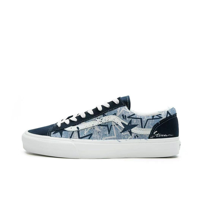 Custom Sneakers Vans Style 36 Fabric Star Trail Tide Blue Tide Star Painting Casual Trendy Street Art Fantasy Blue Wear-Resistant Low-Top Skate Shoes Unisex Blue