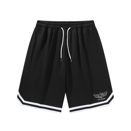 Disney Daily Commute Comfortable Soft Breathable Classic Striped Patchwork Color-Block American High Street Trendy Creative Pattern Letter Logo Print Casual Versatile Preppy Style Straight Drawstring Basketball Fitness Sports Casual Shorts Unisex