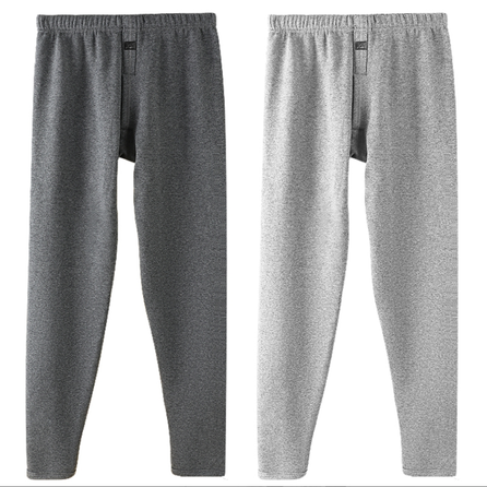 SEPTWOLVES Fleece Lined Thickened Thermal Pants Solid Color Mid Waist Single Pants Double Layer Windproof Long Johns Men's Underwear Autumn Winter Base Layer Northeast Anti-Freeze Student Sleep Pants Men's 2-Pack