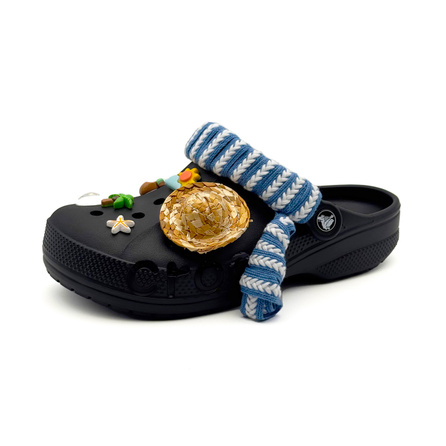 Custom Shoes Crocs Classic Clog Blue Ocean Fresh Simple Fashion Versatile Summer Beach Casual Clog Shoes Unisex Black