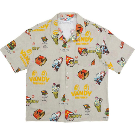 Vandy The Pink Letter Print Casual Short Sleeve Shirt Unisex Off-White