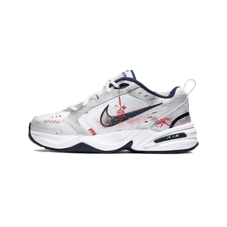 Custom Sneakers Nike Air Monarch 4 'Galloping Fortune' Year of the Horse Low-Top Dad Shoes Men's Grey Red