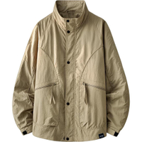 Jeep Lifestyle American Retro Workwear Zip Large Pocket Outdoor Street Tough Guy Stand Collar Windproof Jacket Solid Color Minimalist Trendy Comfortable Casual Crisp Jacket Unisex хаки